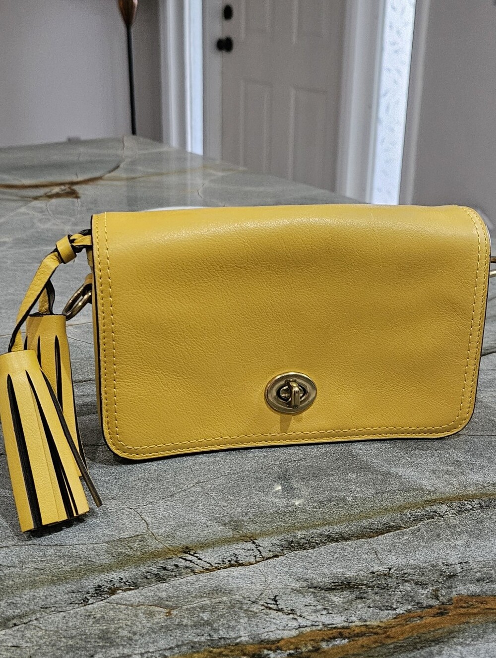 Coach Legacy Penny 19914 Yellow Leather Tassel Crossbody Bag